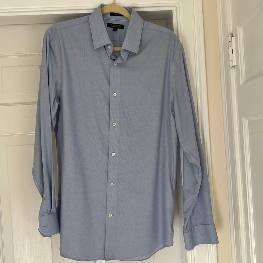 Mens Banana Republic Slim Fit light blue button up